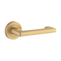 Door Lever Baltimore Return Round Rose Brushed Brass D52xP58mm
(Latch/Lock Sold Separately) in Brushed Brass