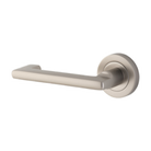 Door Lever Baltimore Return Rose Round Concealed Fix Left Hand Fixed Satin Nickel L128xP57mm BPD52mm in Satin Nickel