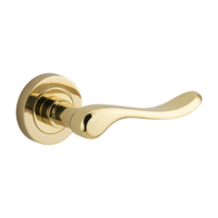 Door Lever Stirling Round Rose Polished Brass D52xP64mm
(Latch/Lock Sold Separately) in Polished Brass