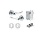 Door Lever Stirling Round Rose Brushed Chrome D52xP64mm Entrance Kit, Mortice Lock Euro Brushed Chrome CTC85mm Backset 60mm, Euro Cylinder Dual Function 5 Pin Brushed Chrome L65mm KA1, Escutcheon Euro Concealed Fix Round Pair Brushed Chrome D52xP10mm in B