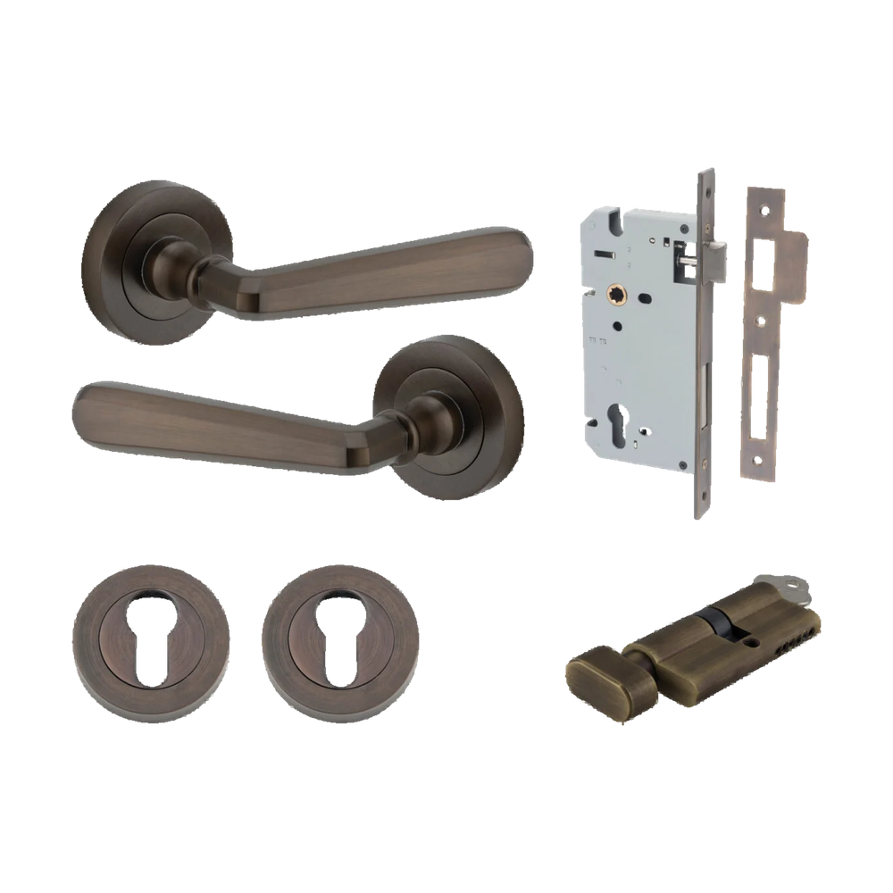 Iver Copenhagen Lever on Round Rose (Pair) — Signature Brass — LHTR20801KENTR60KT