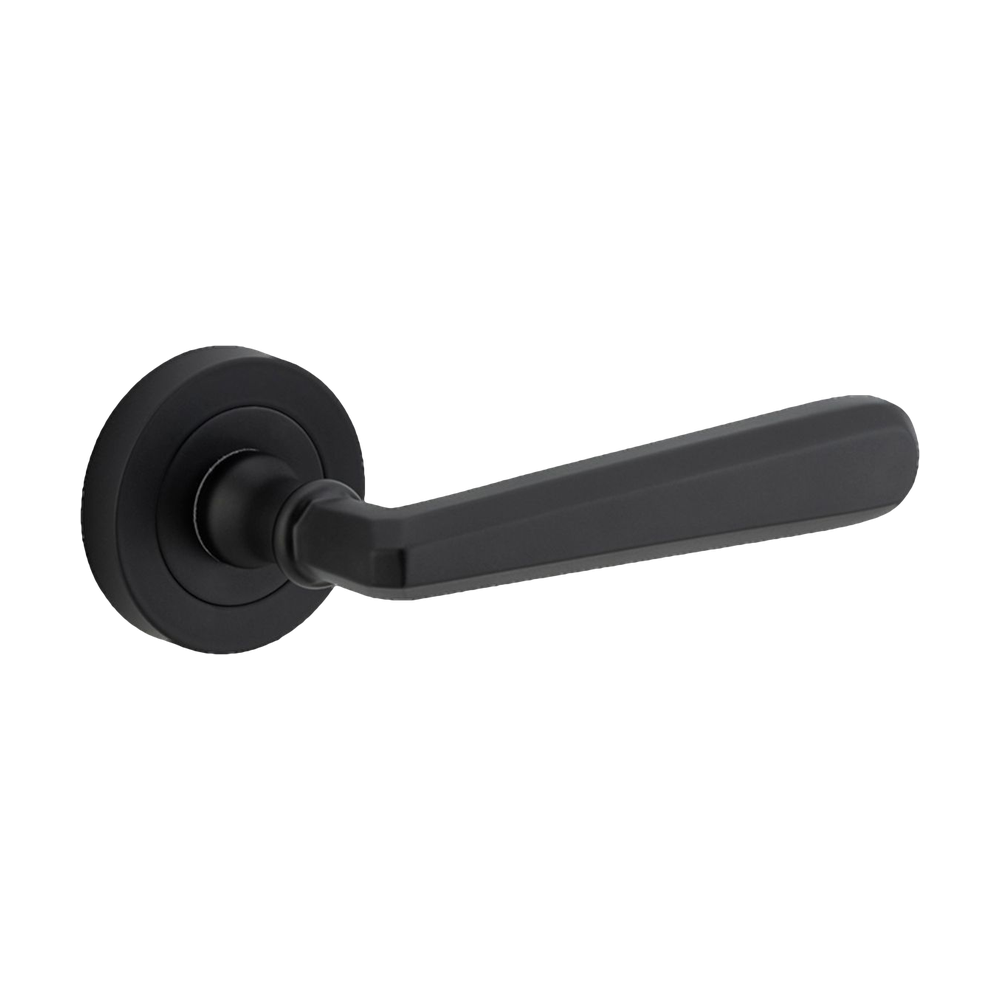 Iver Copenhagen Lever on Round Rose (Pair) — Matt Black — LHTR20803