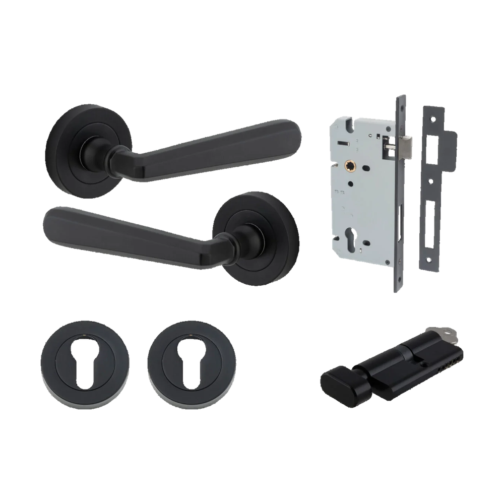 Iver Copenhagen Lever on Round Rose (Pair) — Matt Black — LHTR20803KENTR60KT