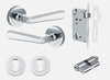 Door Lever Copenhagen Round Rose Polished Chrome D52xP61mm Entrance Kit, Mortice Lock Euro Polished Chrome CTC85mm Backset 60mm, Euro Cylinder Dual Function 5 Pin Polished Chrome L65mm KA1, Escutcheon Euro Concealed Fix Round Pair Polished Chrome … in Pol