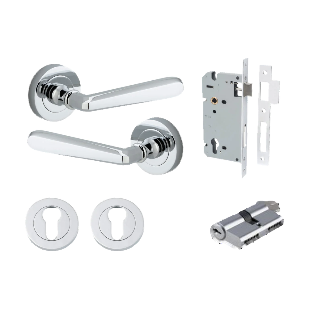 Iver Copenhagen Lever on Round Rose (Pair) — Polished Chrome — LHTR20804KENTR60KK