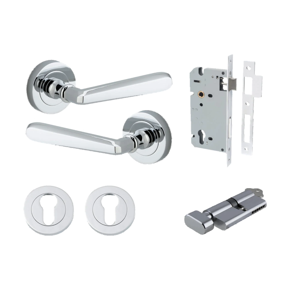 Iver Copenhagen Lever on Round Rose (Pair) — Polished Chrome — LHTR20804KENTR60KT