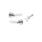 Door Lever Copenhagen Round Rose Polished Chrome D52xP61mm Privacy Kit, Tube Latch Split Cam 'T' Striker Polished Chrome Backset 60mm, Privacy Bolt Round Bolt Polished Chrome Backset 60mm, Privacy Turn Oval Concealed Fix Round Polished Chrome D52x… in Pol
