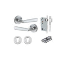 Door Lever Copenhagen Round Rose Brushed Chrome D52xP61mm Entrance Kit, Mortice Lock Euro Brushed Chrome CTC85mm Backset 60mm, Euro Cylinder Dual Function 5 Pin Brushed Chrome L65mm KA1, Escutcheon Euro Concealed Fix Round Pair Brushed Chrome D52x… in Bru