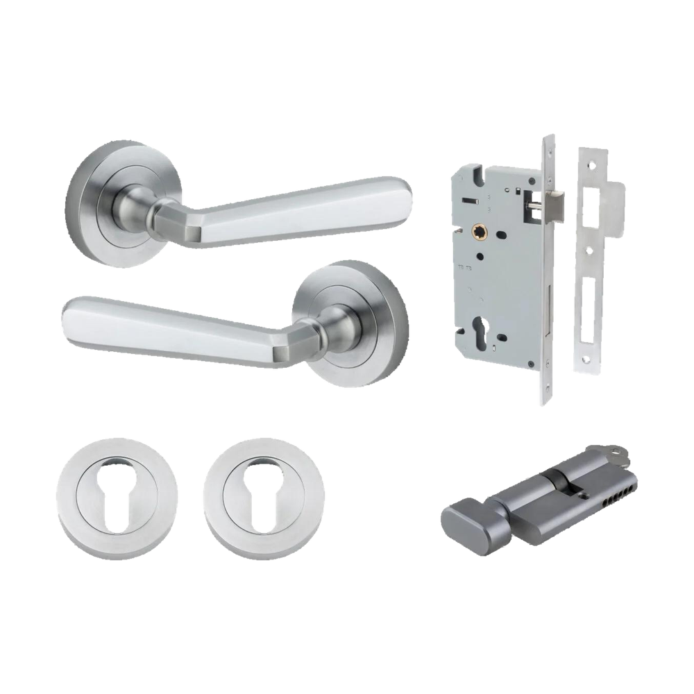 Iver Copenhagen Lever on Round Rose (Pair) — Brushed Chrome — LHTR20805KENTR60KT