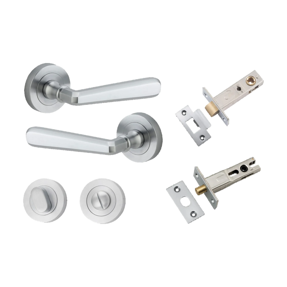 Iver Copenhagen Lever on Round Rose (Pair) — Brushed Chrome — LHTR20805KPRIV60