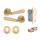 Iver Copenhagen Lever on Round Rose (Pair) — Brushed Brass — LHTR20806KENTR60KK