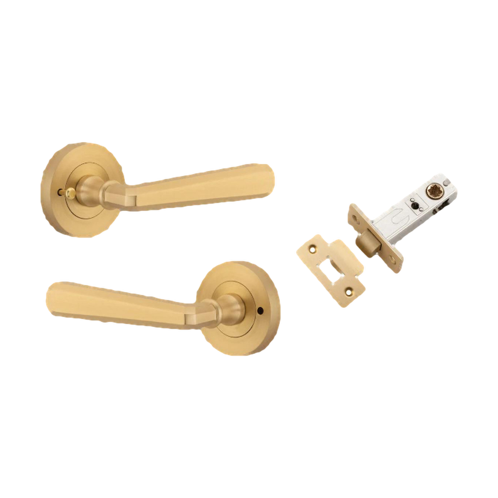 Iver Copenhagen Lever on Round Rose (Pair) — Brushed Brass — LHTR20806KPRIV60