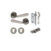 Door Lever Copenhagen Round Rose Distressed Nickel D52xP61mm Entrance Kit, Mortice Lock Euro Distressed Nickel CTC85mm Backset 60mm, Euro Cylinder Key Thumb 6 Pin Distressed Nickel L70mm KA1, Escutcheon Euro Concealed Fix Round Pair Distressed Nic… in Dis
