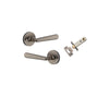 Door Lever Copenhagen Round Rose Distressed Nickel D52xP61mm Privacy Kit, Tube Latch Split Cam 'T' Striker Distressed Nickel Backset 60mm, Privacy Bolt Round Bolt Distressed Nickel Backset 60mm, Privacy Turn Oval Concealed Fix Round Distressed Nic… in Dis