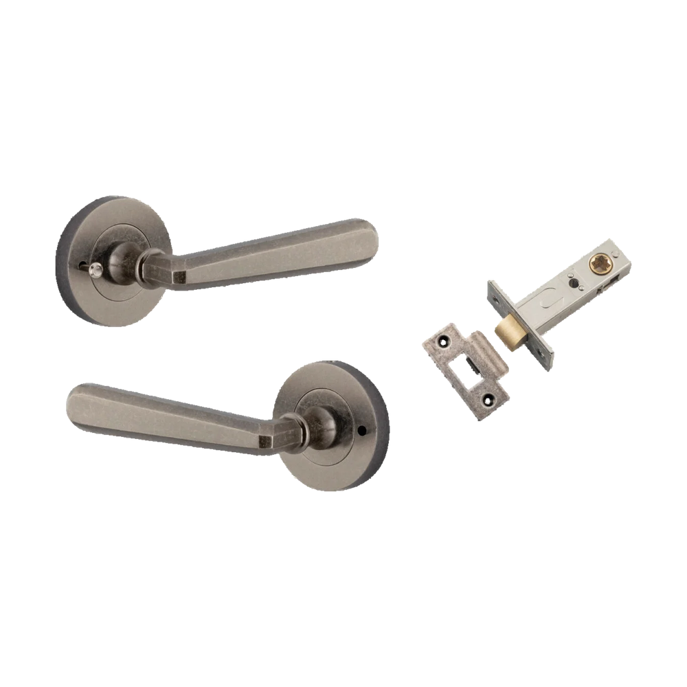 Iver Copenhagen Lever on Round Rose (Pair) — Distressed Nickel — LHTR20807KPRIV60