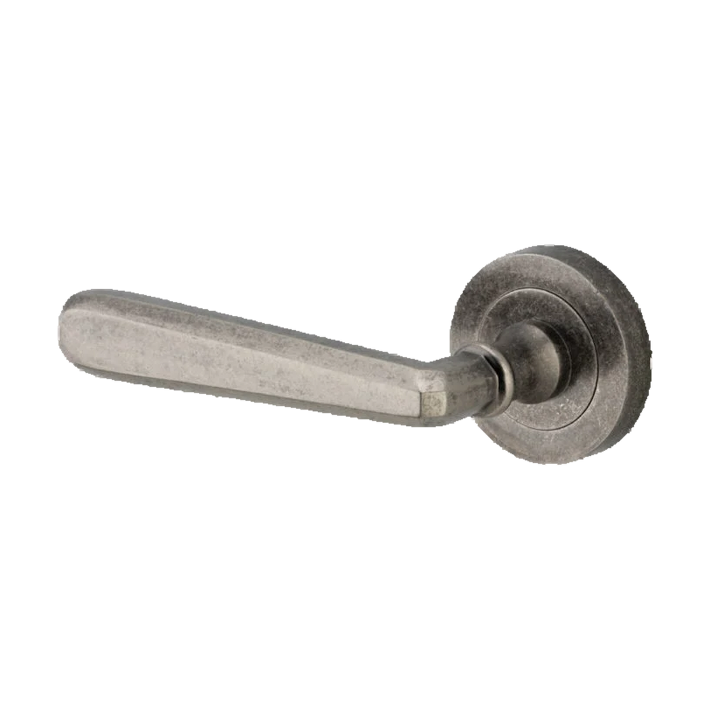 Iver Copenhagen Lever on Round Rose (Pair) — Distressed Nickel — LHTR20807LHF