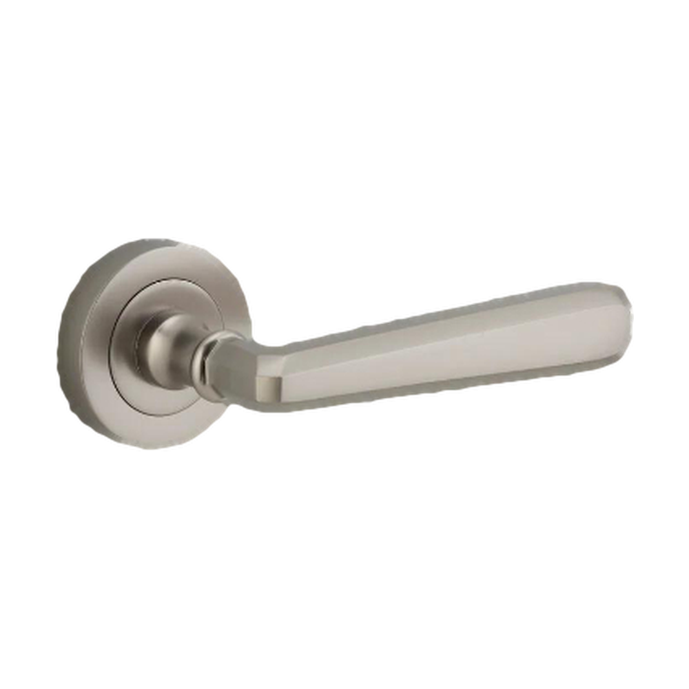 Iver Copenhagen Lever on Round Rose (Pair) — Satin Nickel — LHTR20809