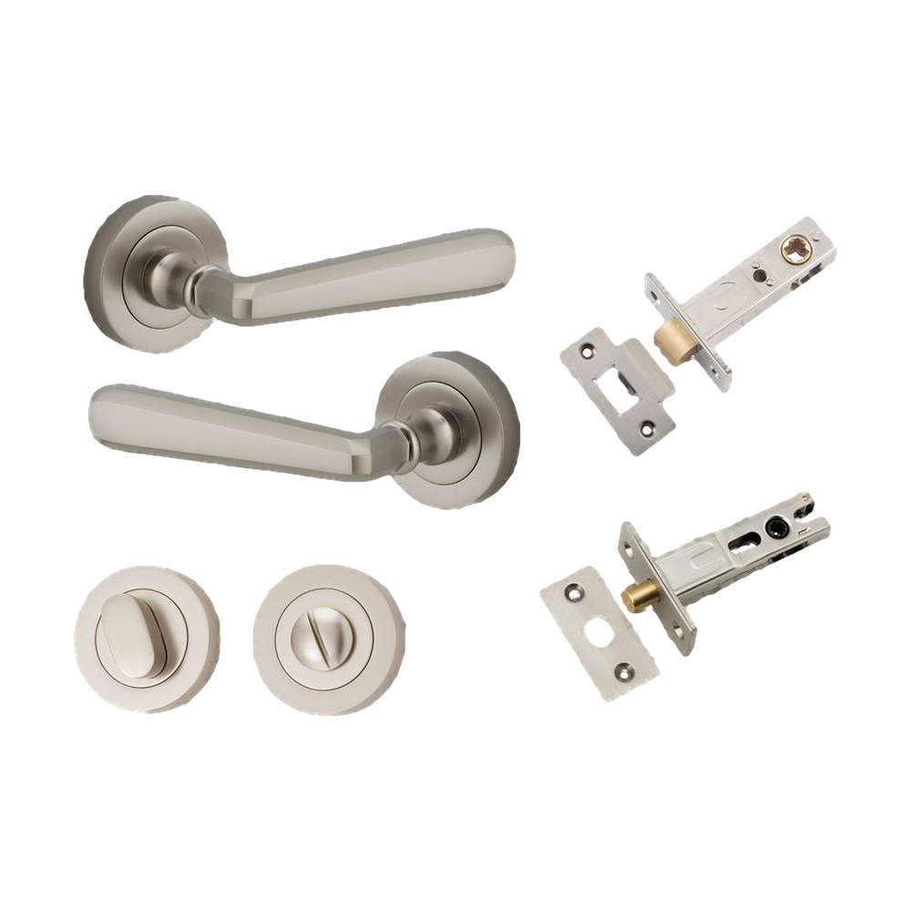 Iver Copenhagen Lever on Round Rose (Pair) — Satin Nickel — LHTR20809KPRIV60