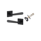 Door Lever Copenhagen Square Rose Inbuilt Privacy Pair Matt Black H52xW52xP61mm with Tube Latch Privacy with Faceplate & T Striker Backset 60mm in Matt Black
