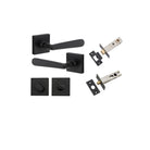 Door Lever Copenhagen Square Rose Matt Black H52xW52xP61mm Privacy Kit, Tube Latch Split Cam 'T' Striker Matt Black Backset 60mm, Privacy Bolt Round Bolt Matt Black Backset 60mm, Privacy Turn Oval Concealed Fix Square Matt Black H52xW52xP23mm in Matt Blac
