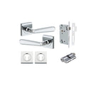 Door Lever Copenhagen Square Rose Polished Chrome H52xW52xP61mm Entrance Kit, Mortice Lock Euro Polished Chrome CTC85mm Backset 60mm, Euro Cylinder Dual Function 5 Pin Polished Chrome L65mm KA1, Escutcheon Euro Concealed Fix Square Pair Polished C… in Pol