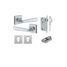 Door Lever Copenhagen Square Rose Brushed Chrome H52xW52xP61mm Entrance Kit, Mortice Lock Euro Brushed Chrome CTC85mm Backset 60mm, Euro Cylinder Dual Function 5 Pin Brushed Chrome L65mm KA1, Escutcheon Euro Concealed Fix Square Pair Brushed Chrom… in Bru