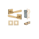 Door Lever Copenhagen Square Rose Brushed Brass H52xW52xP61mm Entrance Kit, Mortice Lock Euro Brushed Brass CTC85mm Backset 60mm, Euro Cylinder Dual Function 5 Pin Brushed Brass L65mm KA1, Escutcheon Euro Concealed Fix Square Pair Brushed Brass H5… in Bru