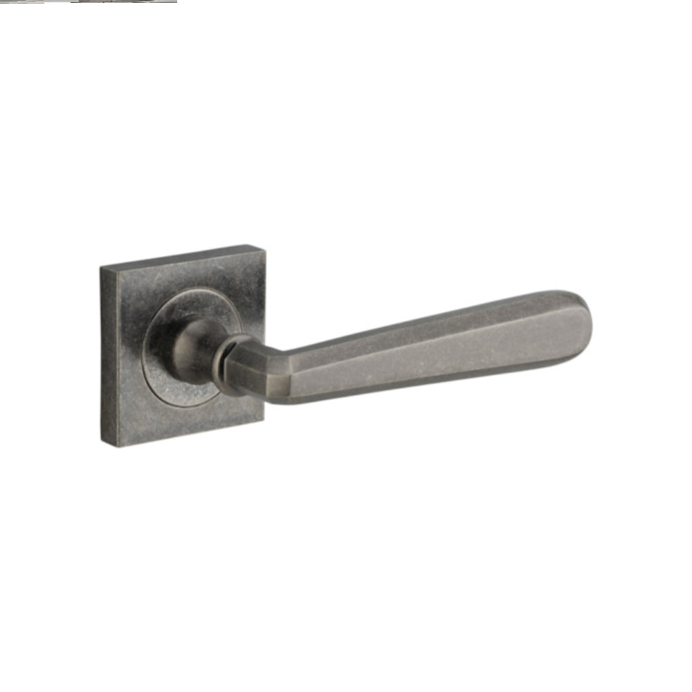 Door Lever Copenhagen Square Rose Distressed Nickel H52xW52xP61mm

(Latch/Lock Sold Separately) in Distressed Nickel