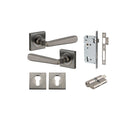Door Lever Copenhagen Square Rose Distressed Nickel H52xW52xP61mm Entrance Kit, Mortice Lock Euro Distressed Nickel CTC85mm Backset 60mm, Euro Cylinder Dual Function 5 Pin Distressed Nickel L65mm KA1, Escutcheon Euro Concealed Fix Square Pair Dist… in Dis