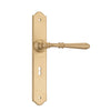Door Lever Reims Lock Pair Unlacquered Satin Brass H240xW40xP70mm in Unlacquered Satin Brass