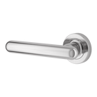 Door Lever Puerto Rose Round Fixed Left Hand Polished Chrome L145xP61mm BPD52mm in Polished Chrome