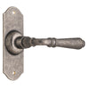 Door Lever Reims Latch Pair Rumbled Nickel H110xW43xP65mm in Rumbled Nickel