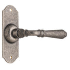 Door Lever Reims Latch Pair Rumbled Nickel H110xW43xP65mm in Rumbled Nickel