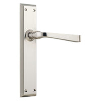 Door Lever Menton Latch Pair Satin Nickel H225xW50xP75mm in Satin Nickel
