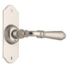 Door Lever Reims Latch Pair Satin Nickel H110xW43xP65mm in Satin Nickel