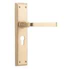 Door Lever Menton Euro Pair Satin Brass H225xW50xP75mm in Satin Brass