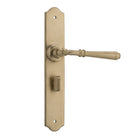 Door Lever Reims Privacy Pair Satin Brass H240xW40xP70mm in Satin Brass