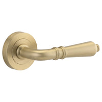 Door Lever Sarlat Round Rose Pair Brushed Brass D52xP58mm

(Latch/Lock Sold Separately) in Brushed Brass