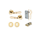 Door Lever Sarlat Round Rose Pair Polished Brass D52xP58mm Entrance Kit, Mortice Lock Euro Polished Brass CTC85mm Backset 60mm, Euro Cylinder Dual Function 5 Pin Polished Brass L65mm KA1, Escutcheon Euro Concealed Fix Round Pair Polished Brass D52… in Pol
