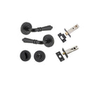 Door Lever Sarlat Round Rose Pair Matt Black D52xP58mm Privacy Kit, Tube Latch Split Cam 'T' Striker Matt Black Backset 60mm, Privacy Bolt Round Bolt Matt Black Backset 60mm, Privacy Turn Oval Concealed Fix Round Matt Black D52xP23mm in Matt Black