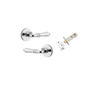 Door Lever Sarlat Round Rose Inbuilt Privacy Pair Polished Chrome D58xP58mm with Tube Latch Privacy with Faceplate & T Striker Backset 60mm in Polished Chrome