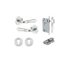Door Lever Sarlat Round Rose Pair Brushed Chrome D52xP58mm Entrance Kit, Mortice Lock Euro Brushed Chrome CTC85mm Backset 60mm, Euro Cylinder Dual Function 5 Pin Brushed Chrome L65mm KA1, Escutcheon Euro Concealed Fix Round Pair Brushed Chrome D52… in Bru