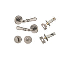 Door Lever Sarlat Round Rose Pair Distressed Nickel D52xP58mm Privacy Kit, Tube Latch Split Cam 'T' Striker Distressed Nickel Backset 60mm, Privacy Bolt Round Bolt Distressed Nickel Backset 60mm, Privacy Turn Oval Concealed Fix Round Distressed Ni… in Dis