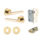 Door Lever Baltimore Round Rose Pair Polished Brass D52xP58mm Entrance Kit, Mortice Lock Euro Polished Brass CTC85mm Backset 60mm, Euro Cylinder Dual Function 5 Pin Polished Brass L65mm KA1, Escutcheon Euro Concealed Fix Round Pair Polished Brass … in Polished Brass