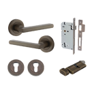 Door Lever Baltimore Round Rose Pair Signature Brass D52xP58mm Entrance Kit, Mortice Lock Euro Signature Brass CTC85mm Backset 60mm, Euro Cylinder Key Thumb 6 Pin Signature Brass L70mm KA1, Escutcheon Euro Concealed Fix Round Pair Signature Brass … in Signature Brass