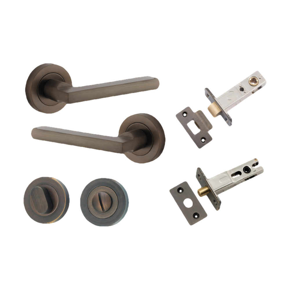 Door Lever Baltimore Round Rose Pair Signature Brass D52xP58mm Privacy Kit, Tube Latch Split Cam 'T' Striker Signature Brass Backset 60mm, Privacy Bolt Round Bolt Signature Brass Backset 60mm, Privacy Turn Oval Concealed Fix Round Signature Brass … in Signature Brass