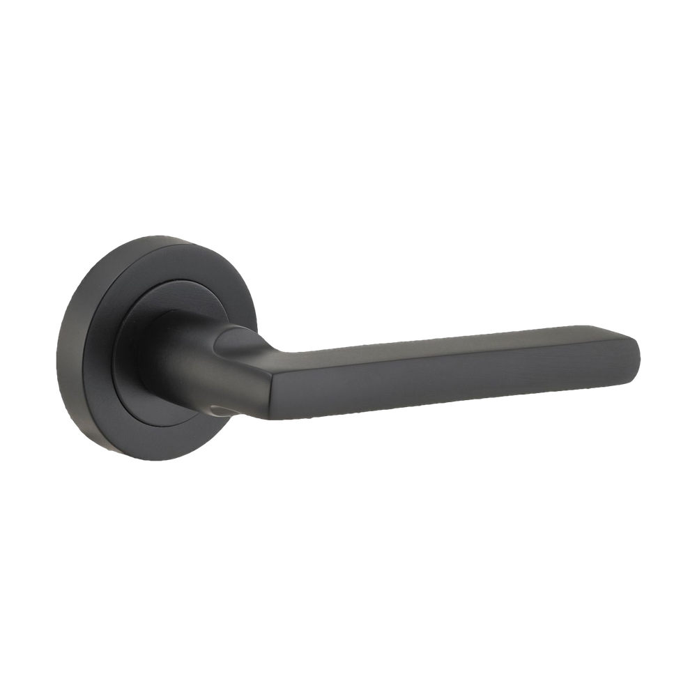 Door Lever Baltimore Round Rose Pair Matt Black
(Latch/Lock Sold Separately) in Matt Black