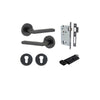 Door Lever Baltimore Round Rose Pair Matt Black D52xP58mm Entrance Kit, Mortice Lock Euro Matt Black CTC85mm Backset 60mm, Euro Cylinder Key Thumb 6 Pin Matt Black L70mm KA1, Escutcheon Euro Concealed Fix Round Pair Matt Black D52xP10mm in Matt Black