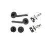 Door Lever Baltimore Round Rose Pair Matt Black D52xP58mm Privacy Kit, Tube Latch Split Cam 'T' Striker Matt Black Backset 60mm, Privacy Bolt Round Bolt Matt Black Backset 60mm, Privacy Turn Oval Concealed Fix Round Matt Black D52xP23mm in Matt Black