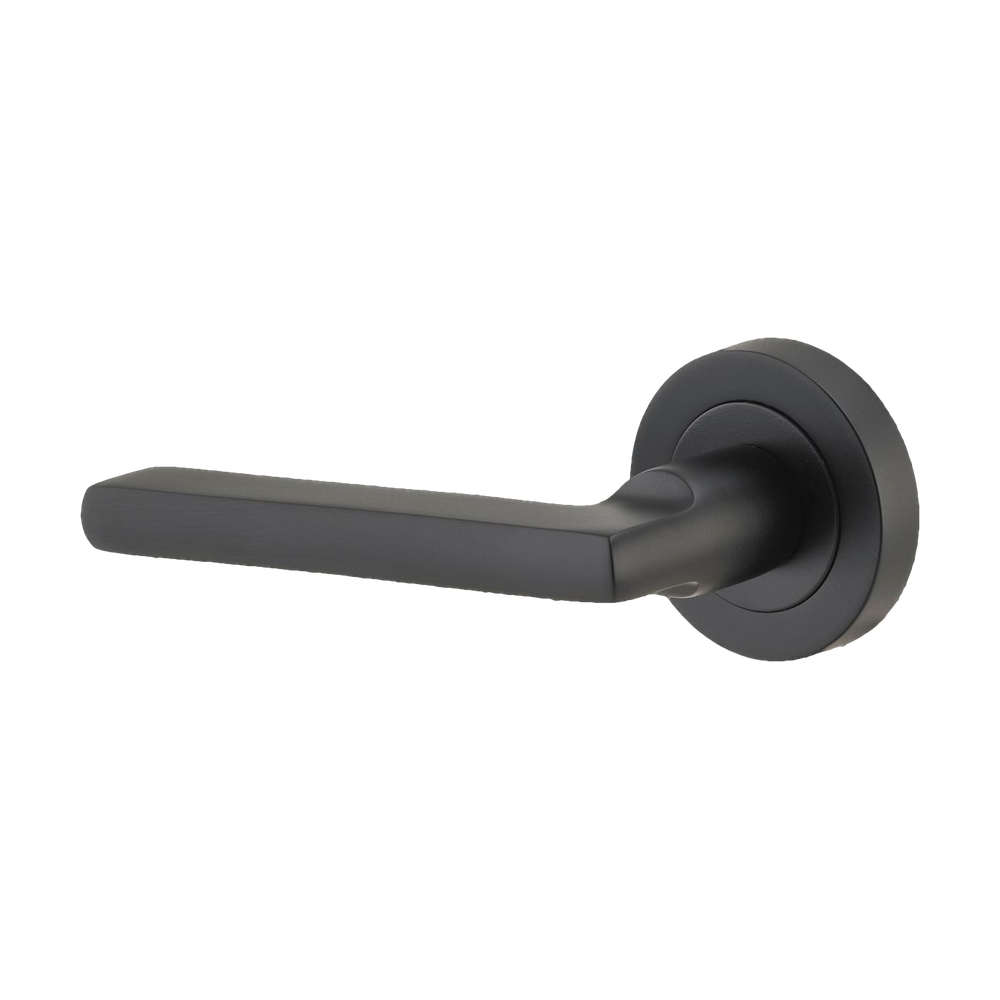 Door Lever Baltimore Round Rose, Concealed Fix Left Hand, Matt Black in Matt Black